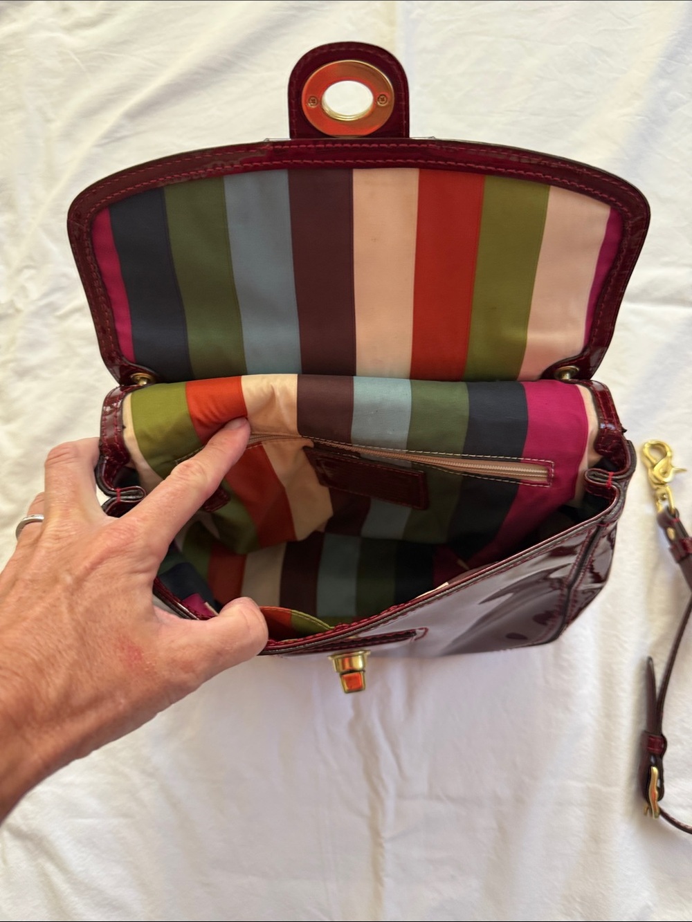 Coach Willis Top Handle Handbag in Crimson Red Patent Leather - Picture 9 of 15